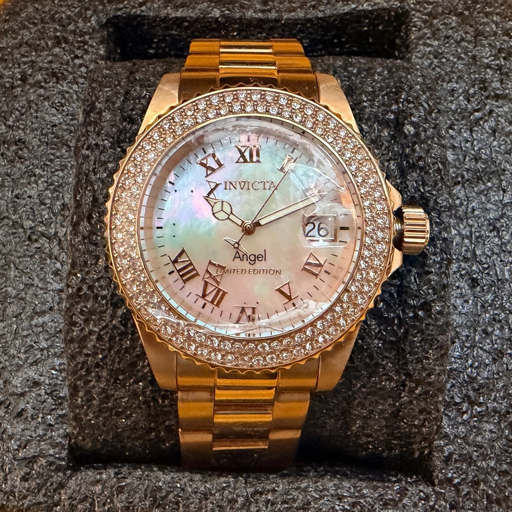 Invicta Women's Gold Watch with Crystal Accents